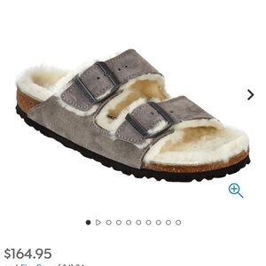 Gray Suede Sherpa Lined Birkenstock Arizona Shearling Comfort Sandal Size 43